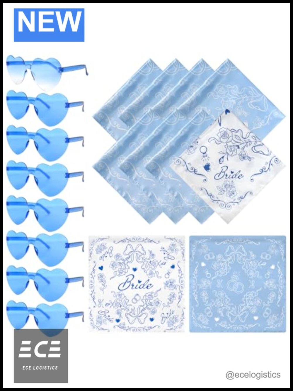 Bridal Party Gift Set Floral Head Wraps & Heart Sunglasses for Women